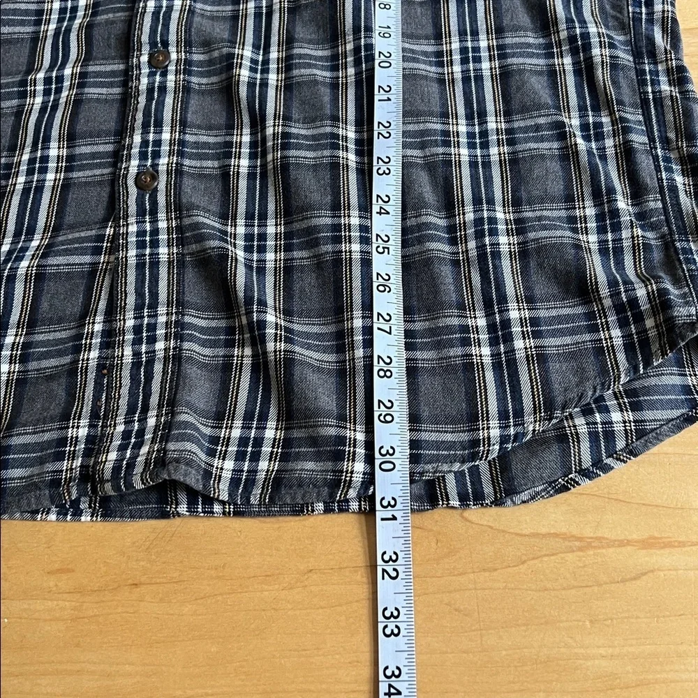 J. Crew Navy Gray and White Plaid Button Down Shirt